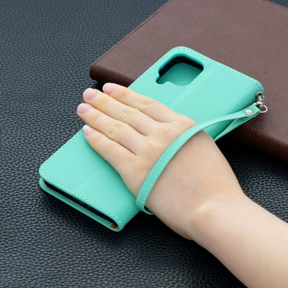 For Samsung Galaxy A12 Litchi Texture Pure Color Horizontal Flip PU Leather Case with Holder & Card Slots & Wallet & Lanyard(Green) by buy2fix