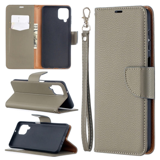 For Samsung Galaxy A12 Litchi Texture Pure Color Horizontal Flip PU Leather Case with Holder & Card Slots & Wallet & Lanyard(Grey) by buy2fix