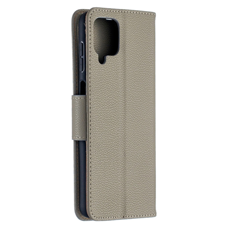 For Samsung Galaxy A12 Litchi Texture Pure Color Horizontal Flip PU Leather Case with Holder & Card Slots & Wallet & Lanyard(Grey) by buy2fix