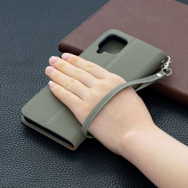 For Samsung Galaxy A12 Litchi Texture Pure Color Horizontal Flip PU Leather Case with Holder & Card Slots & Wallet & Lanyard(Grey) by buy2fix