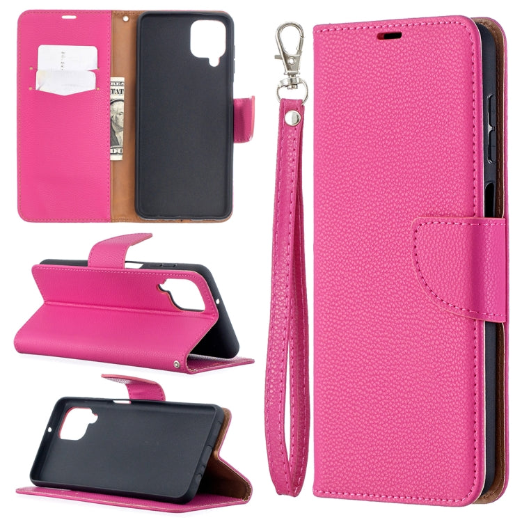 For Samsung Galaxy A12 Litchi Texture Pure Color Horizontal Flip PU Leather Case with Holder & Card Slots & Wallet & Lanyard(Rose Red) by buy2fix