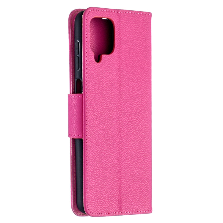 For Samsung Galaxy A12 Litchi Texture Pure Color Horizontal Flip PU Leather Case with Holder & Card Slots & Wallet & Lanyard(Rose Red) by buy2fix