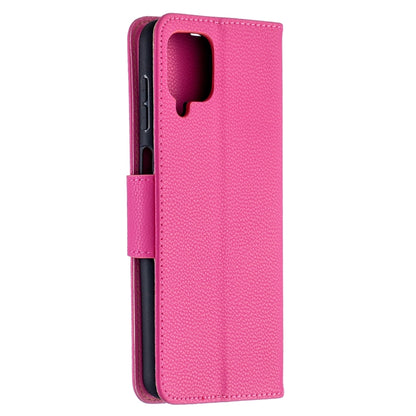 For Samsung Galaxy A12 Litchi Texture Pure Color Horizontal Flip PU Leather Case with Holder & Card Slots & Wallet & Lanyard(Rose Red) by buy2fix
