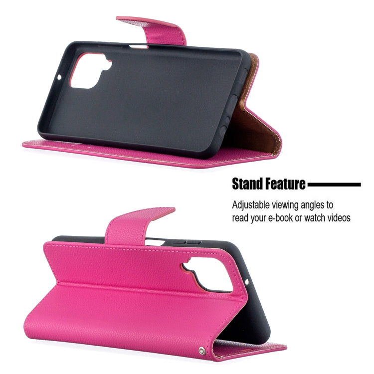 For Samsung Galaxy A12 Litchi Texture Pure Color Horizontal Flip PU Leather Case with Holder & Card Slots & Wallet & Lanyard(Rose Red) by buy2fix