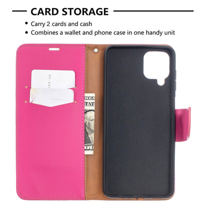 For Samsung Galaxy A12 Litchi Texture Pure Color Horizontal Flip PU Leather Case with Holder & Card Slots & Wallet & Lanyard(Rose Red) by buy2fix