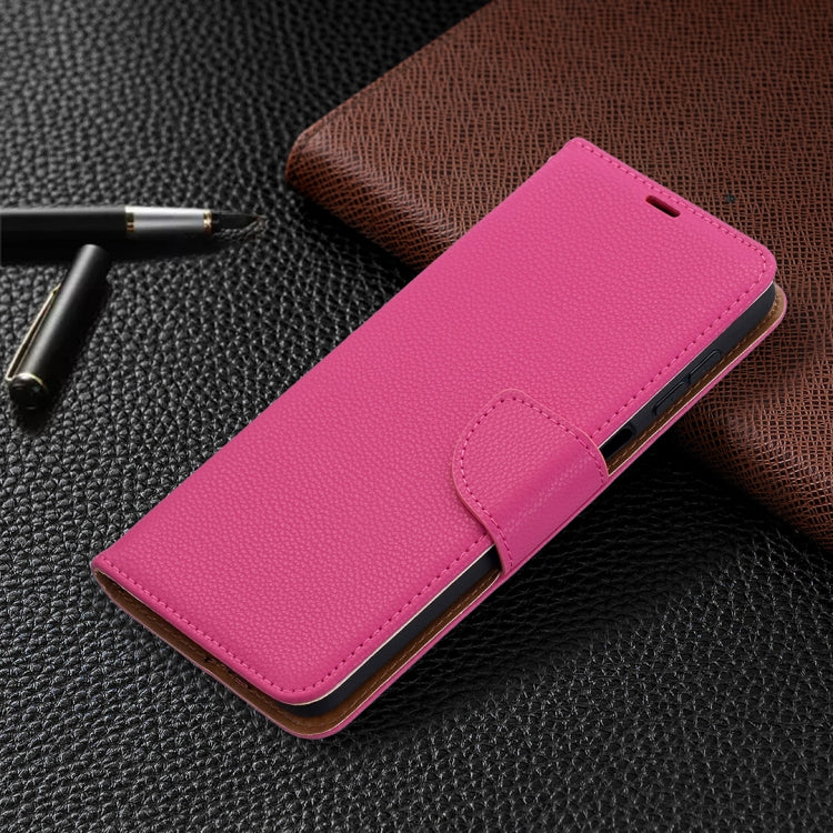 For Samsung Galaxy A12 Litchi Texture Pure Color Horizontal Flip PU Leather Case with Holder & Card Slots & Wallet & Lanyard(Rose Red) by buy2fix
