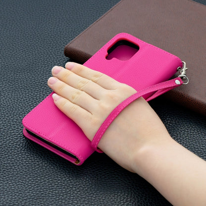 For Samsung Galaxy A12 Litchi Texture Pure Color Horizontal Flip PU Leather Case with Holder & Card Slots & Wallet & Lanyard(Rose Red) by buy2fix