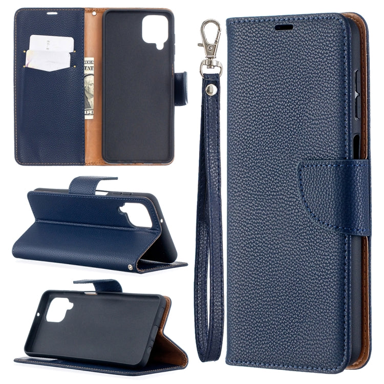 For Samsung Galaxy A12 Litchi Texture Pure Color Horizontal Flip PU Leather Case with Holder & Card Slots & Wallet & Lanyard(Dark Blue) by buy2fix