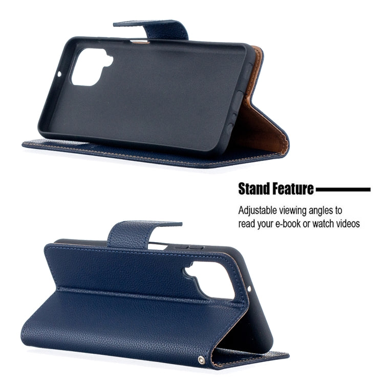 For Samsung Galaxy A12 Litchi Texture Pure Color Horizontal Flip PU Leather Case with Holder & Card Slots & Wallet & Lanyard(Dark Blue) by buy2fix