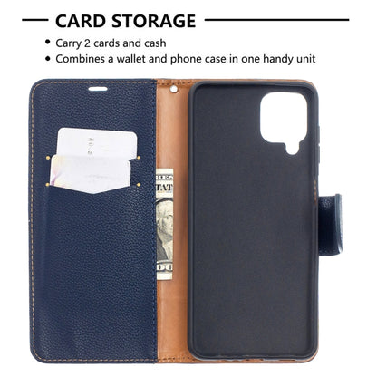 For Samsung Galaxy A12 Litchi Texture Pure Color Horizontal Flip PU Leather Case with Holder & Card Slots & Wallet & Lanyard(Dark Blue) by buy2fix