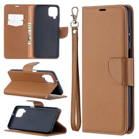 For Samsung Galaxy A12 Litchi Texture Pure Color Horizontal Flip PU Leather Case with Holder & Card Slots & Wallet & Lanyard(Brown) by buy2fix
