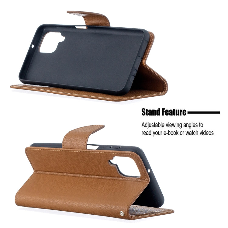 For Samsung Galaxy A12 Litchi Texture Pure Color Horizontal Flip PU Leather Case with Holder & Card Slots & Wallet & Lanyard(Brown) by buy2fix
