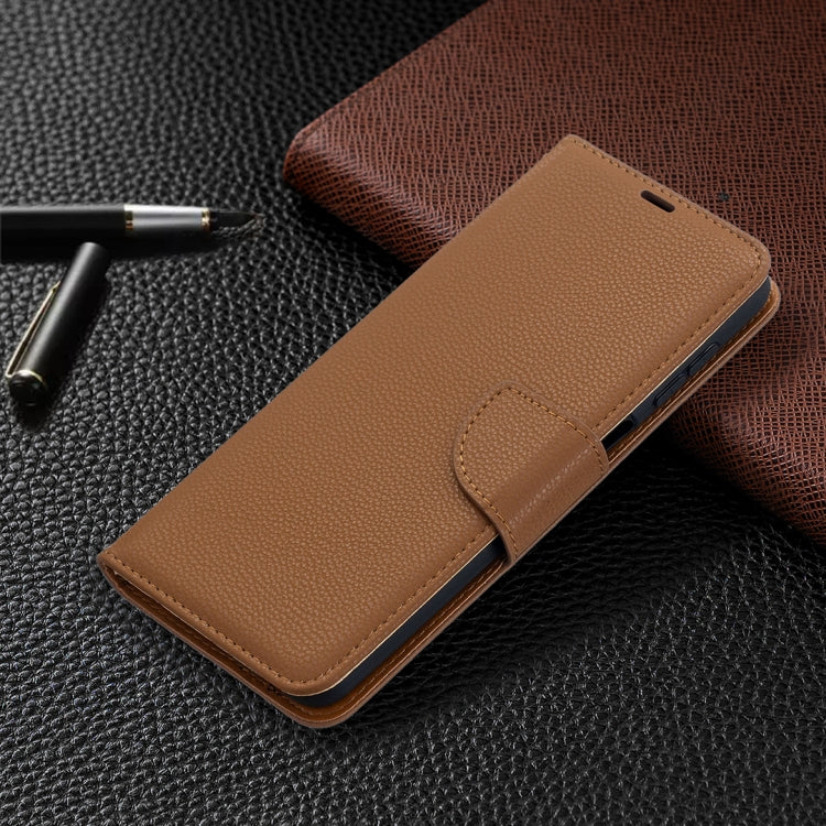 For Samsung Galaxy A12 Litchi Texture Pure Color Horizontal Flip PU Leather Case with Holder & Card Slots & Wallet & Lanyard(Brown) by buy2fix