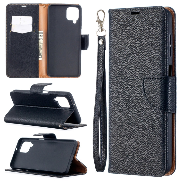 For Samsung Galaxy A12 Litchi Texture Pure Color Horizontal Flip PU Leather Case with Holder & Card Slots & Wallet & Lanyard(Black) by buy2fix