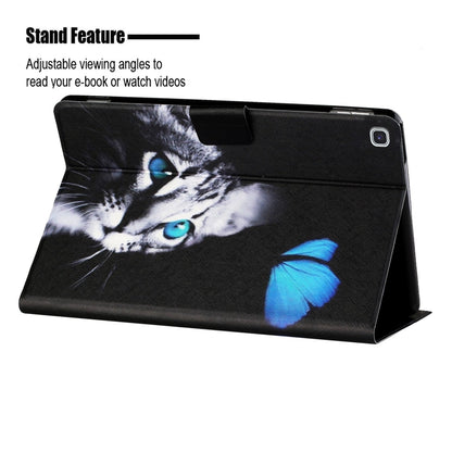 For Samsung Galaxy Tab S6 Lite P610/P615 Colored Drawing Horizontal Flip Leather Case with Holder & Card Slots(Butterfly Cat) - Tab S6 Lite P610 / P615 by buy2fix | Online Shopping UK | buy2fix