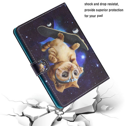 For 10 inch Tablet PC Universal Colored Drawing Horizontal Flip Leather Case with Holder & Card Slots(Skateboard Cat) - 10 - 11 inch by buy2fix | Online Shopping UK | buy2fix