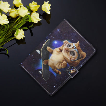 For 10 inch Tablet PC Universal Colored Drawing Horizontal Flip Leather Case with Holder & Card Slots(Skateboard Cat) - 10 - 11 inch by buy2fix | Online Shopping UK | buy2fix