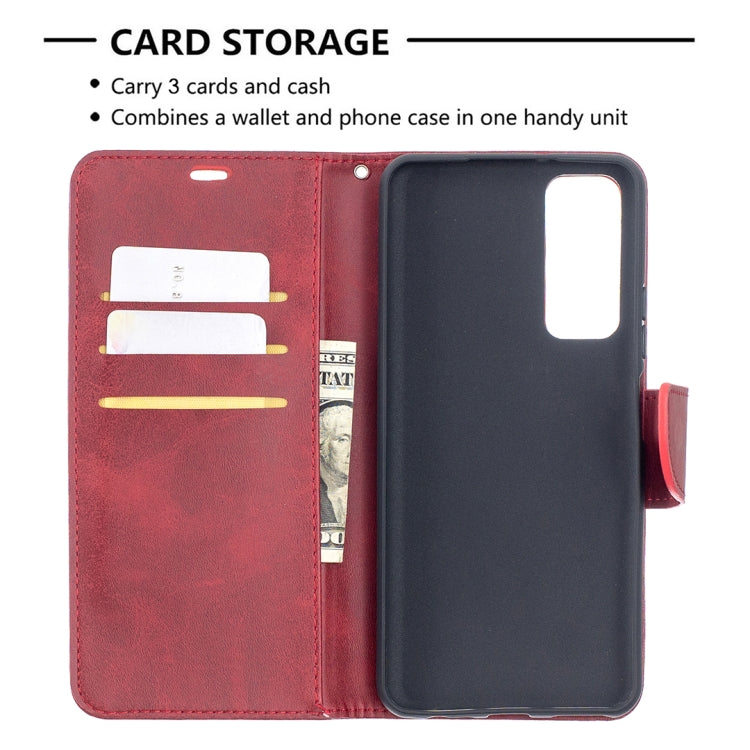 For Huawei P smart 2021 / Y7a Retro Lambskin Texture Pure Color Horizontal Flip PU Leather Case with Holder & Card Slots & Wallet & Lanyard(Red) - Huawei Cases by buy2fix | Online Shopping UK | buy2fix