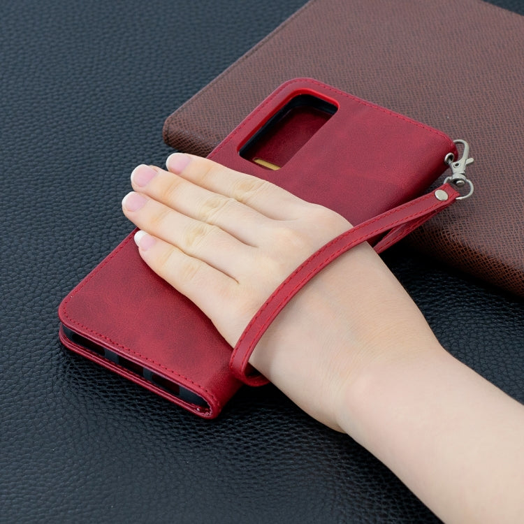 For Huawei P smart 2021 / Y7a Retro Lambskin Texture Pure Color Horizontal Flip PU Leather Case with Holder & Card Slots & Wallet & Lanyard(Red) - Huawei Cases by buy2fix | Online Shopping UK | buy2fix