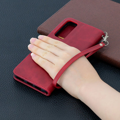 For Huawei P smart 2021 / Y7a Retro Lambskin Texture Pure Color Horizontal Flip PU Leather Case with Holder & Card Slots & Wallet & Lanyard(Red) - Huawei Cases by buy2fix | Online Shopping UK | buy2fix