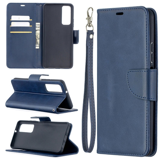 For Huawei P smart 2021 / Y7a Retro Lambskin Texture Pure Color Horizontal Flip PU Leather Case with Holder & Card Slots & Wallet & Lanyard(Blue) - Huawei Cases by buy2fix | Online Shopping UK | buy2fix