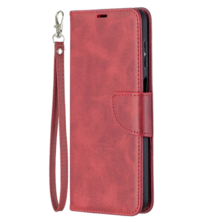 For Samsung Galaxy A12 Retro Lambskin Texture Pure Color Horizontal Flip PU Leather Case with Holder & Card Slots & Wallet & Lanyard(Red) by buy2fix