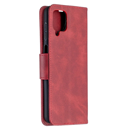 For Samsung Galaxy A12 Retro Lambskin Texture Pure Color Horizontal Flip PU Leather Case with Holder & Card Slots & Wallet & Lanyard(Red) by buy2fix