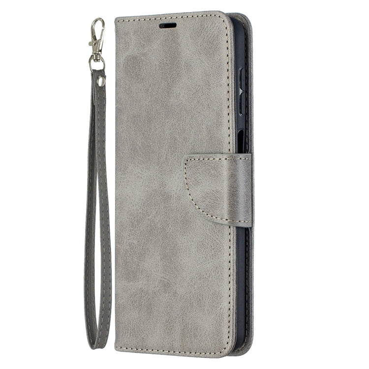 For Samsung Galaxy A12 Retro Lambskin Texture Pure Color Horizontal Flip PU Leather Case with Holder & Card Slots & Wallet & Lanyard(Grey) by buy2fix