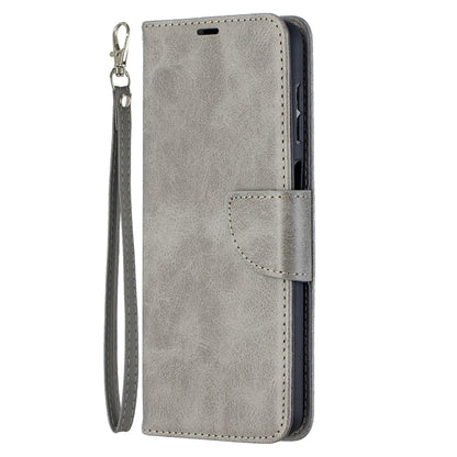 For Samsung Galaxy A12 Retro Lambskin Texture Pure Color Horizontal Flip PU Leather Case with Holder & Card Slots & Wallet & Lanyard(Grey) by buy2fix