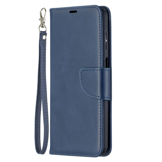For Samsung Galaxy A12 Retro Lambskin Texture Pure Color Horizontal Flip PU Leather Case with Holder & Card Slots & Wallet & Lanyard(Blue) by buy2fix
