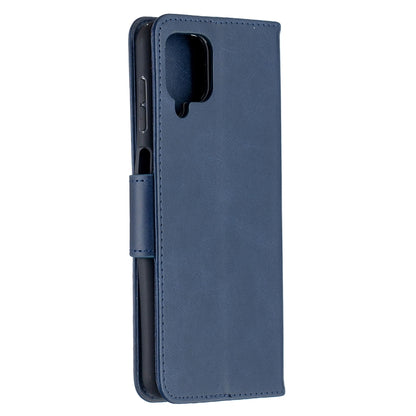 For Samsung Galaxy A12 Retro Lambskin Texture Pure Color Horizontal Flip PU Leather Case with Holder & Card Slots & Wallet & Lanyard(Blue) by buy2fix