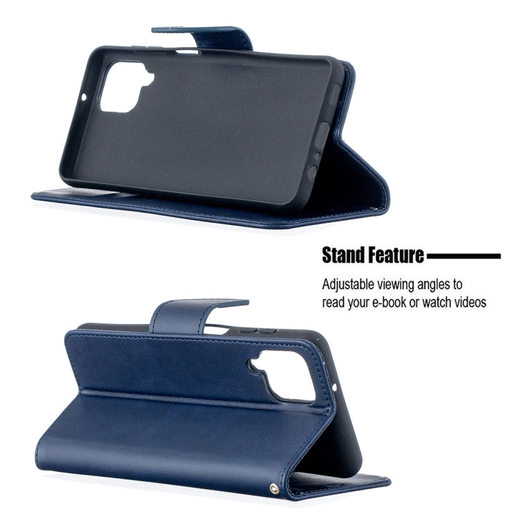 For Samsung Galaxy A12 Retro Lambskin Texture Pure Color Horizontal Flip PU Leather Case with Holder & Card Slots & Wallet & Lanyard(Blue) by buy2fix