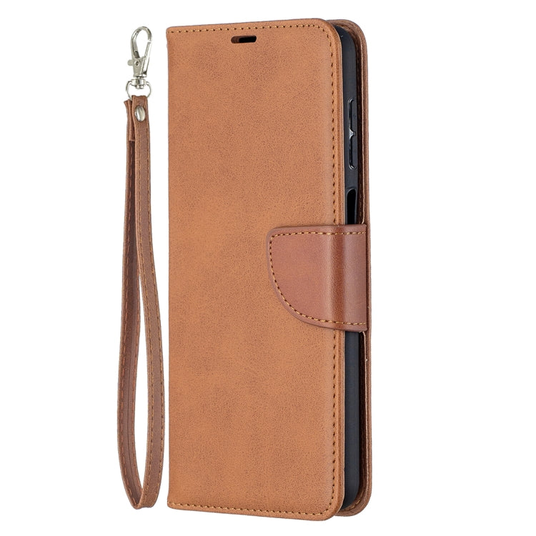 For Samsung Galaxy A12 Retro Lambskin Texture Pure Color Horizontal Flip PU Leather Case with Holder & Card Slots & Wallet & Lanyard(Brown) by buy2fix
