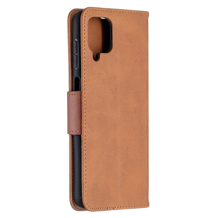 For Samsung Galaxy A12 Retro Lambskin Texture Pure Color Horizontal Flip PU Leather Case with Holder & Card Slots & Wallet & Lanyard(Brown) by buy2fix