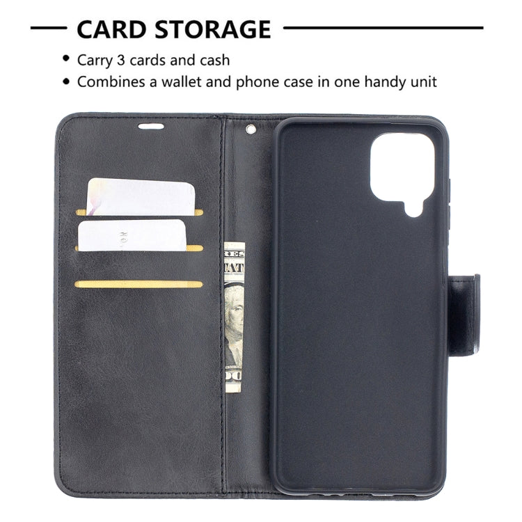 For Samsung Galaxy A12 Retro Lambskin Texture Pure Color Horizontal Flip PU Leather Case with Holder & Card Slots & Wallet & Lanyard(Black) by buy2fix