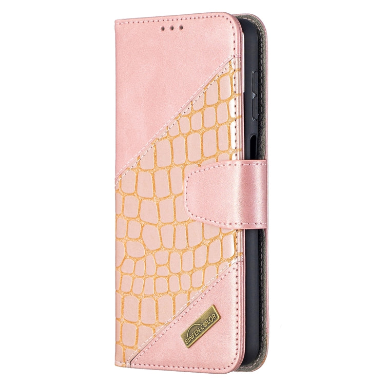 For Samsung Galaxy A12 Matching Color Crocodile Texture Horizontal Flip PU Leather Case with Wallet & Holder & Card Slots(Rose Gold) by buy2fix