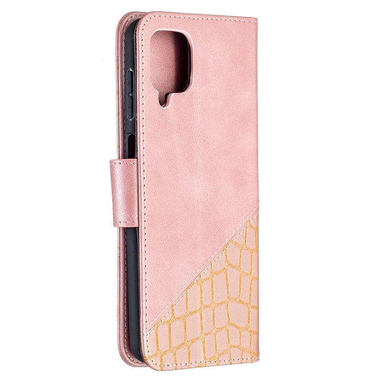 For Samsung Galaxy A12 Matching Color Crocodile Texture Horizontal Flip PU Leather Case with Wallet & Holder & Card Slots(Rose Gold) by buy2fix