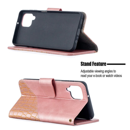 For Samsung Galaxy A12 Matching Color Crocodile Texture Horizontal Flip PU Leather Case with Wallet & Holder & Card Slots(Rose Gold) by buy2fix