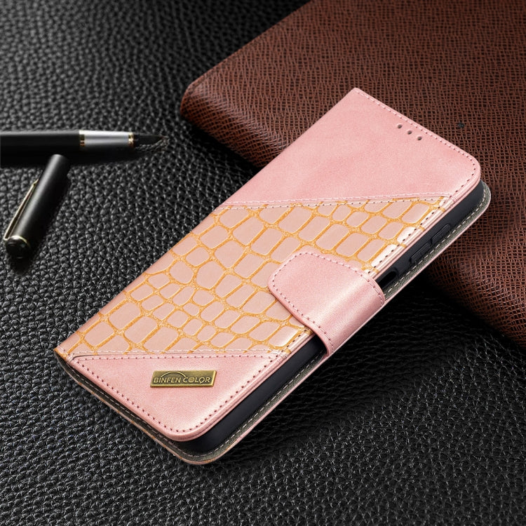 For Samsung Galaxy A12 Matching Color Crocodile Texture Horizontal Flip PU Leather Case with Wallet & Holder & Card Slots(Rose Gold) by buy2fix