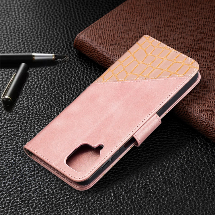 For Samsung Galaxy A12 Matching Color Crocodile Texture Horizontal Flip PU Leather Case with Wallet & Holder & Card Slots(Rose Gold) by buy2fix