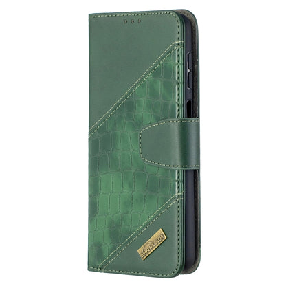 For Samsung Galaxy A12 Matching Color Crocodile Texture Horizontal Flip PU Leather Case with Wallet & Holder & Card Slots(Green) by buy2fix