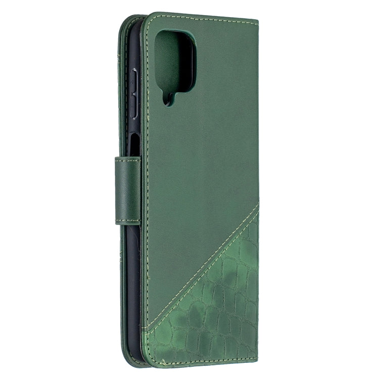 For Samsung Galaxy A12 Matching Color Crocodile Texture Horizontal Flip PU Leather Case with Wallet & Holder & Card Slots(Green) by buy2fix