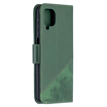 For Samsung Galaxy A12 Matching Color Crocodile Texture Horizontal Flip PU Leather Case with Wallet & Holder & Card Slots(Green) by buy2fix