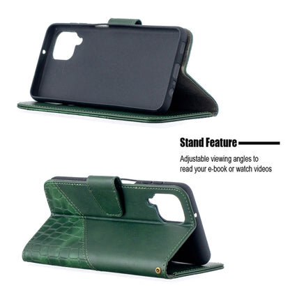 For Samsung Galaxy A12 Matching Color Crocodile Texture Horizontal Flip PU Leather Case with Wallet & Holder & Card Slots(Green) by buy2fix