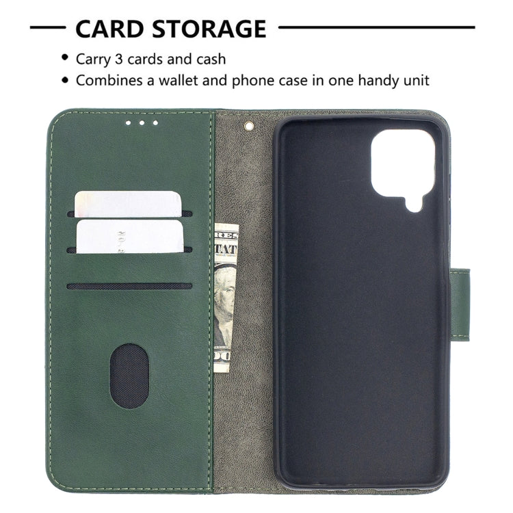 For Samsung Galaxy A12 Matching Color Crocodile Texture Horizontal Flip PU Leather Case with Wallet & Holder & Card Slots(Green) by buy2fix