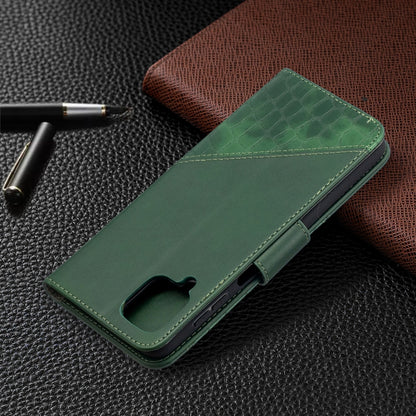 For Samsung Galaxy A12 Matching Color Crocodile Texture Horizontal Flip PU Leather Case with Wallet & Holder & Card Slots(Green) by buy2fix