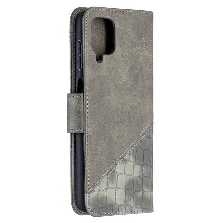 For Samsung Galaxy A12 Matching Color Crocodile Texture Horizontal Flip PU Leather Case with Wallet & Holder & Card Slots(Grey) by buy2fix