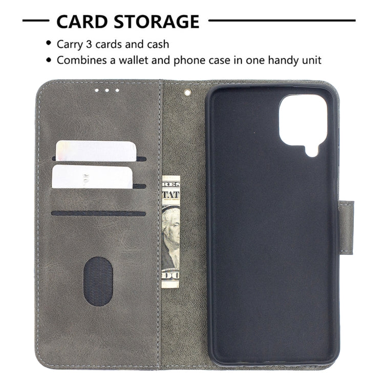 For Samsung Galaxy A12 Matching Color Crocodile Texture Horizontal Flip PU Leather Case with Wallet & Holder & Card Slots(Grey) by buy2fix