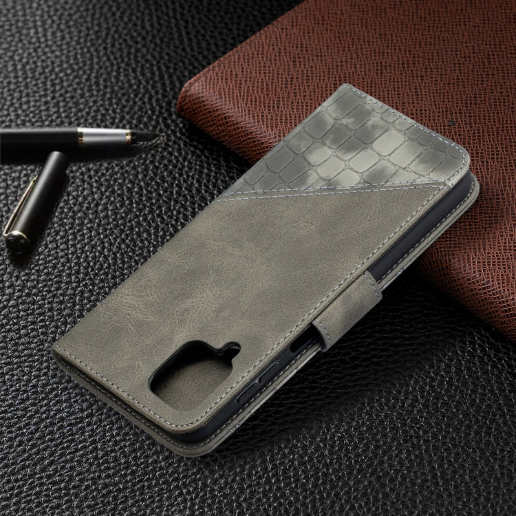 For Samsung Galaxy A12 Matching Color Crocodile Texture Horizontal Flip PU Leather Case with Wallet & Holder & Card Slots(Grey) by buy2fix