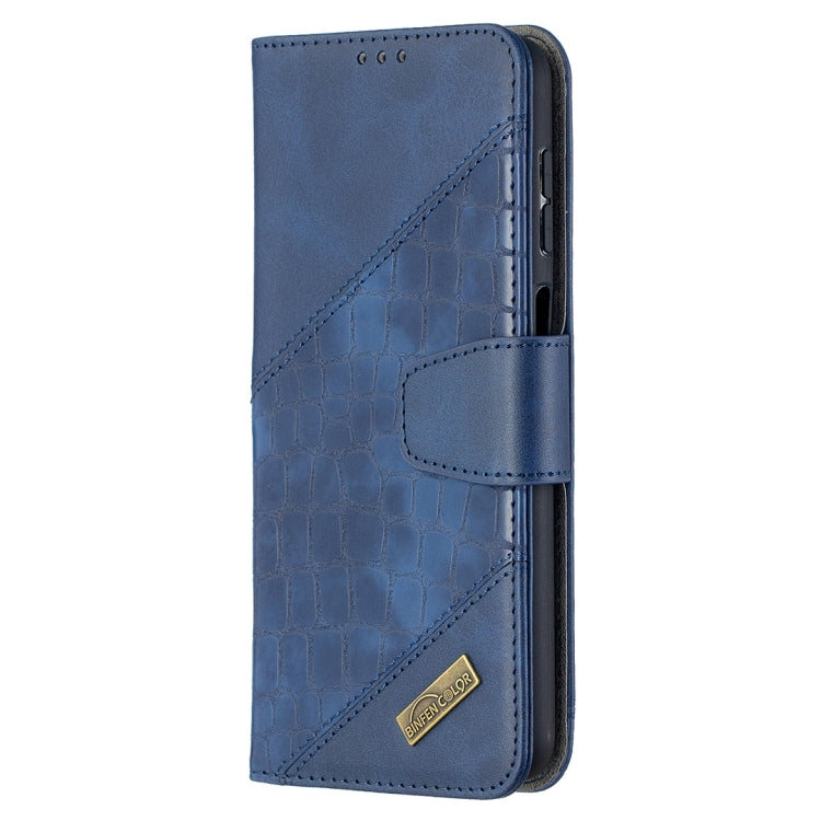 For Samsung Galaxy A12 Matching Color Crocodile Texture Horizontal Flip PU Leather Case with Wallet & Holder & Card Slots(Blue) by buy2fix